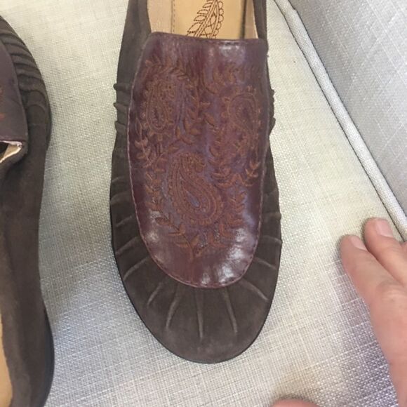 Sofft-Brown Leather Slip On Heeled Mules Size 9 Bohemian Cowgirl Rounded Toe - Picture 5 of 7